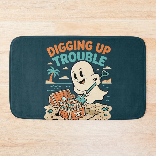 Item preview, "Digging Up Trouble" Ghost Treasure Beach Halloween Coastal Design designed and sold by Sea Gem.