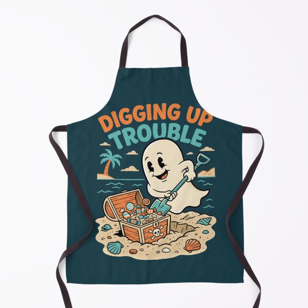 Item preview, "Digging Up Trouble" Ghost Treasure Beach Halloween Coastal Design designed and sold by Sea Gem.