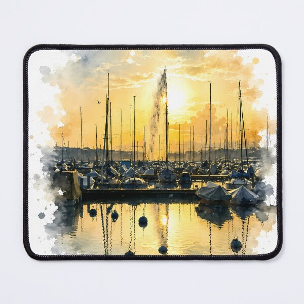 Item preview, Geneva Jet d'Eau - Switzerland Digital Watercolor art designed and sold by SlavaArt.