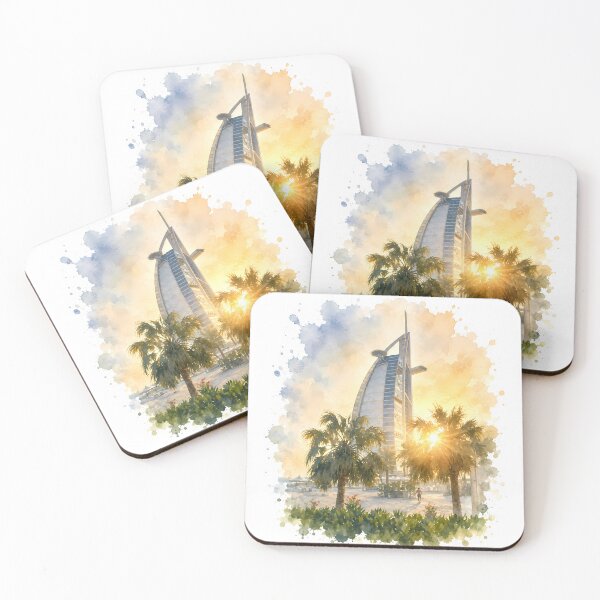 Item preview, Dubai Burj Al Arab - Sunset Digital Watercolor Art designed and sold by SlavaArt.