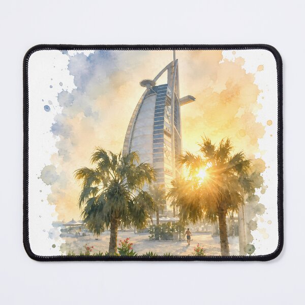 Item preview, Dubai Burj Al Arab - Sunset Digital Watercolor Art designed and sold by SlavaArt.