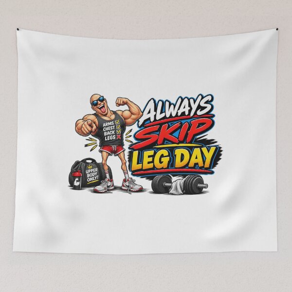 Item preview, Never Trains Legs - Funny Gym Workout Tee designed and sold by FunMugsAndMore .