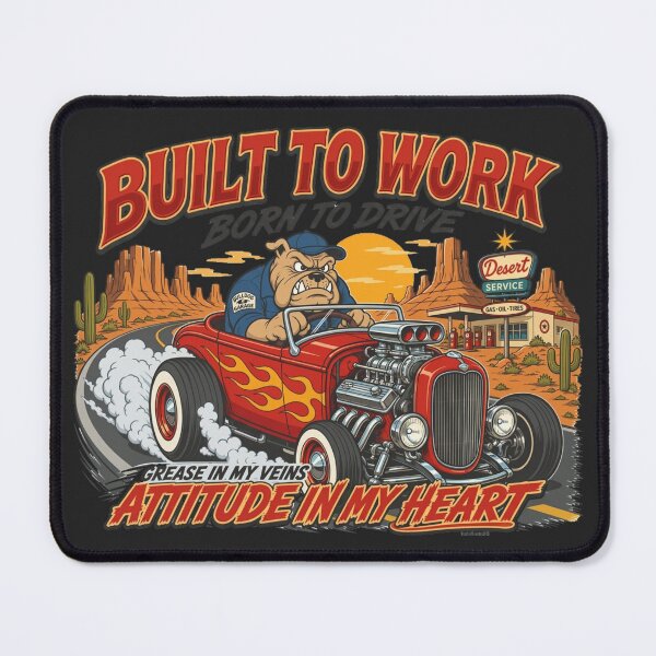 Item preview, Grumpy Bulldog Hot‑Rod Racer – Desert Mayhem Cartoon Design designed and sold by MischiefFoundry.