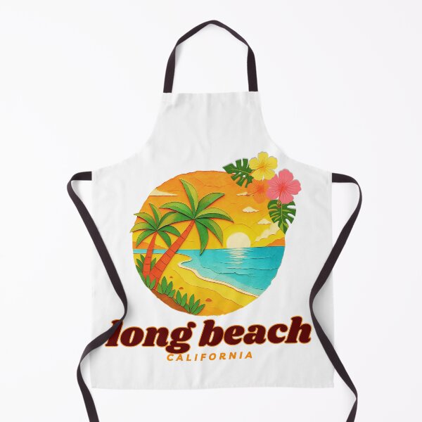 Item preview, Long Beach California Retro Sunset Palm Trees Paper Cut Art designed and sold by DonnaRaine.