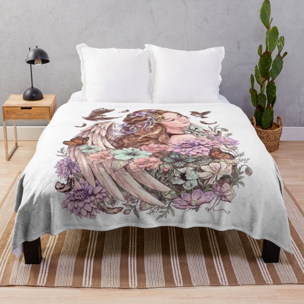 Item preview, Botanical Angel Cottagecore Floral Art designed and sold by Clownimages.
