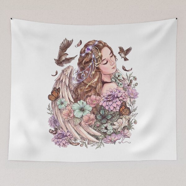 Item preview, Botanical Angel Cottagecore Floral Art designed and sold by Clownimages.