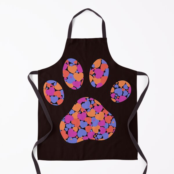 Item preview, Puppy Dog Love Paw Print with Multicolored Hearts Black designed and sold by InkyCorvid.
