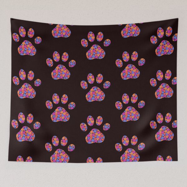 Item preview, Puppy Dog Love Paw Print with Multicolored Hearts Black designed and sold by InkyCorvid.