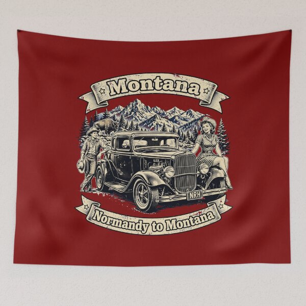 Item preview, Montana Route 66 T-Shirt - Normandy to Montana designed and sold by Normandy Road Heritage™ - Vintage Garage Art.