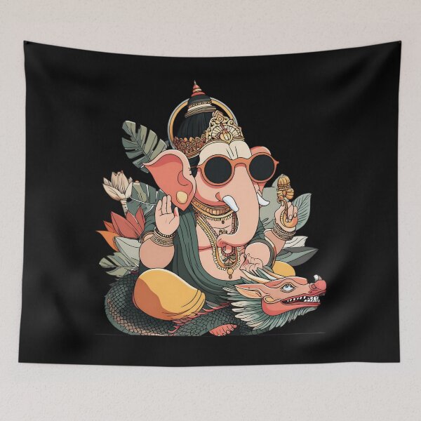 Item preview, Cool Elephant Riding Oriental Dragon Botanical Pop Art designed and sold by PANNARUK THAILAND.