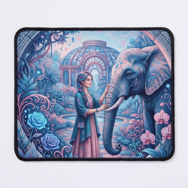 Item preview, Woman Bonding With Gentle Elephant In Garden designed and sold by Azurart2.