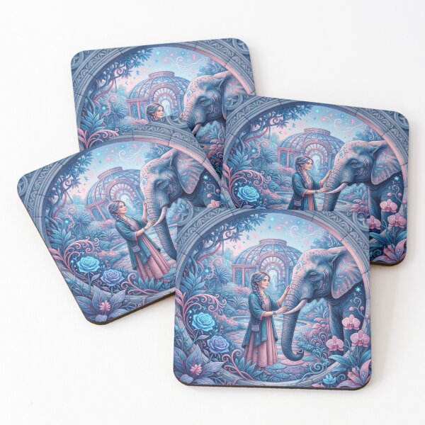 Item preview, Woman Bonding With Gentle Elephant In Garden designed and sold by Azurart2.