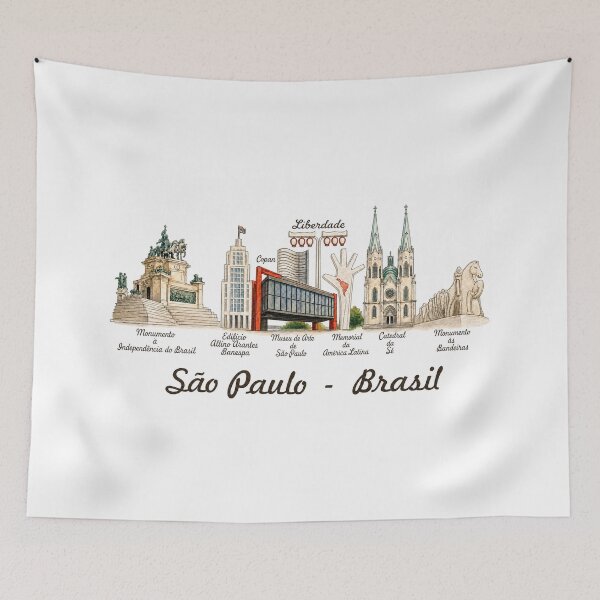 Item preview, Sao Paulo Brazil Skyline – Vintage Watercolor  Landmarks Illustration designed and sold by Sampa In Focus.