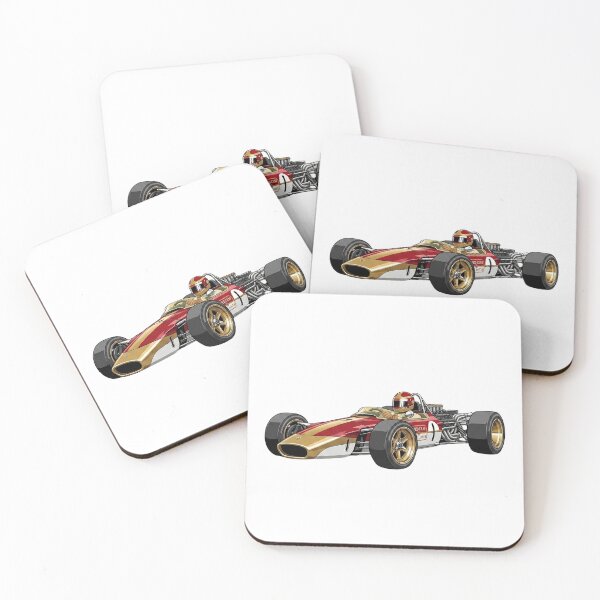 Item preview, 1968 Lotus 49 Gold Leaf Vintage F1 Grand Prix Racing Car Illustration designed and sold by Motorline44.