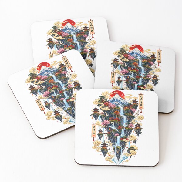 Item preview, The Eternal Mountain – Japanese Floating Mountain Ukiyo-e Fantasy Art designed and sold by Substance_life.
