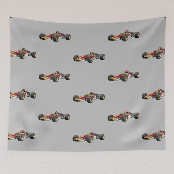 Item preview, 1968 Lotus 49 Gold Leaf Vintage F1 Grand Prix Racing Car Illustration designed and sold by Motorline44.