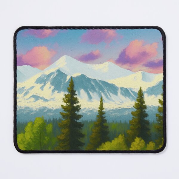 Item preview, Snowy Mountains and Forest Alaska Landscape Painting designed and sold by InkyCorvid.