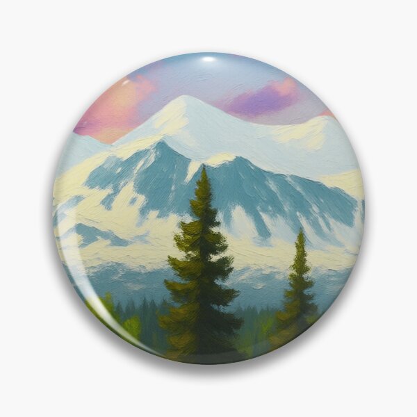 Item preview, Snowy Mountains and Forest Alaska Landscape Painting designed and sold by InkyCorvid.