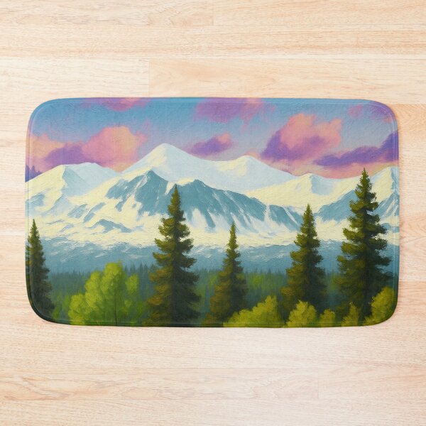 Item preview, Snowy Mountains and Forest Alaska Landscape Painting designed and sold by InkyCorvid.