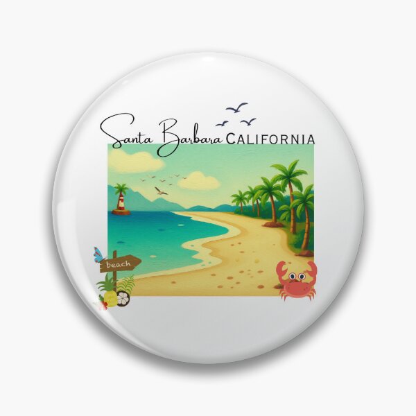 Item preview, Santa Barbara California Vintage Painted Coastal Art | Beach Vacation Souvenir designed and sold by DonnaRaine.