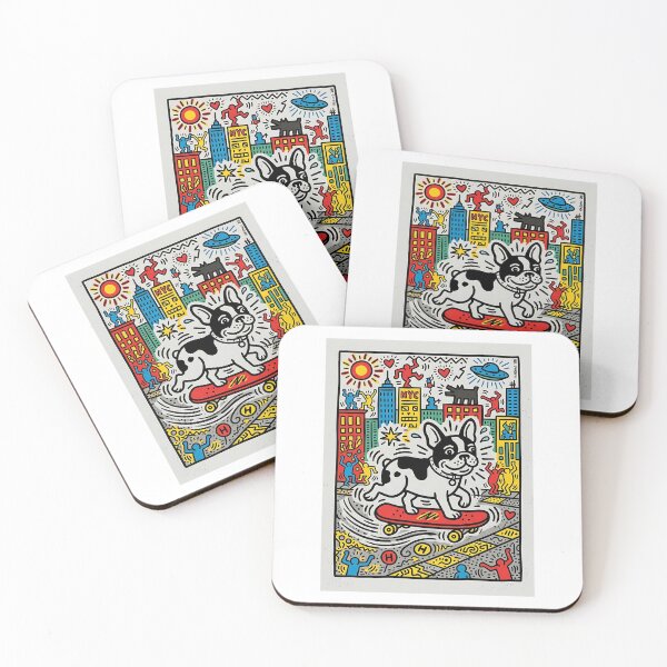 Item preview, Skateboarding French Bulldog Keith Haring Pop Art designed and sold by PictoVibe.