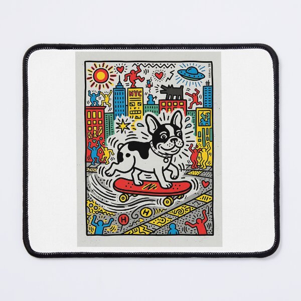 Item preview, Skateboarding French Bulldog Keith Haring Pop Art designed and sold by PictoVibe.
