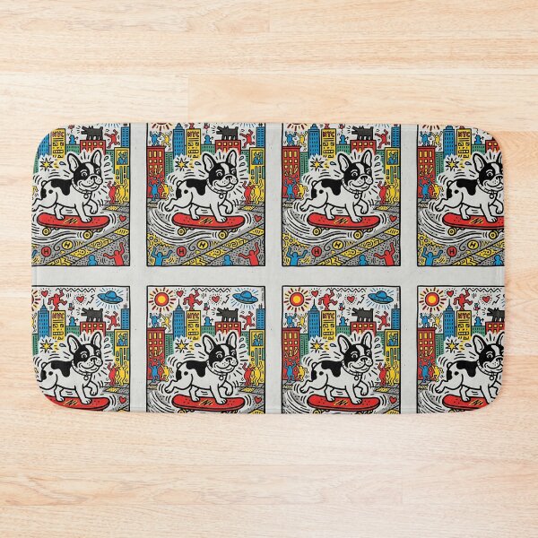 Item preview, Skateboarding French Bulldog Keith Haring Pop Art designed and sold by PictoVibe.