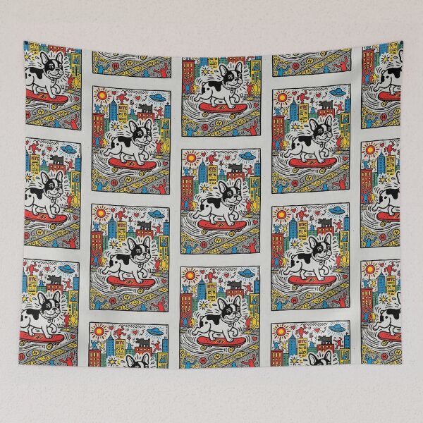 Item preview, Skateboarding French Bulldog Keith Haring Pop Art designed and sold by PictoVibe.