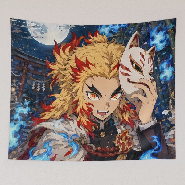 Item preview, Kyojuro Rengoku Demon Slayer Blue Spirit Moon designed and sold by mildaclairmo.