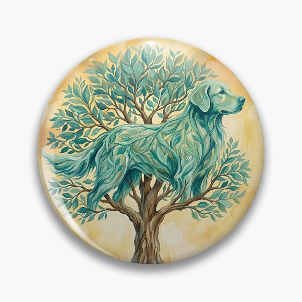 Item preview, Golden Retriever Tree of Life Surreal Painting designed and sold by PictoVibe.