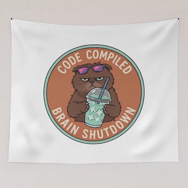 Item preview, Grumpy Cat Code Compiled Brain Shutdown – Funny Programmer Iced Coffee designed and sold by wingoo22.