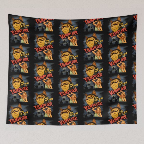 Item preview, The Return Of Vampurr Funny Cat Horror Movie Poster Vintage Halloween designed and sold by StuartMooreArt.
