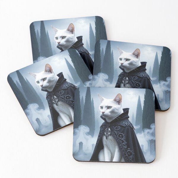 Item preview, White fantasy cat in a cloak designed and sold by Mystic-Art-2.