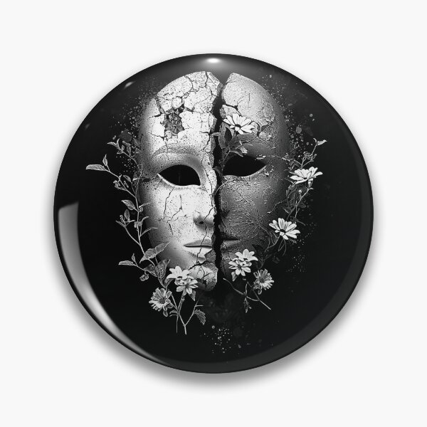 Item preview, Cracked Floral Mask Surreal Gothic Portrait Black and White Art Design designed and sold by inkoutninja.