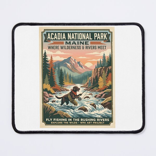 Item preview, Labrador Fly Fishing WPA Poster designed and sold by PictoVibe.