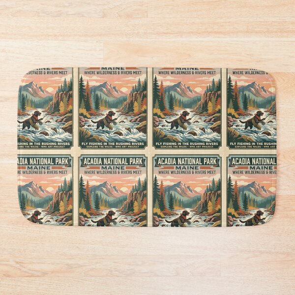 Item preview, Labrador Fly Fishing WPA Poster designed and sold by PictoVibe.