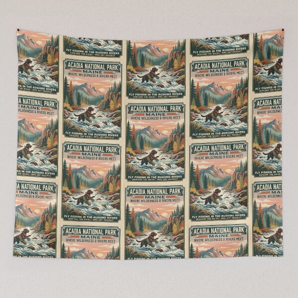 Item preview, Labrador Fly Fishing WPA Poster designed and sold by PictoVibe.