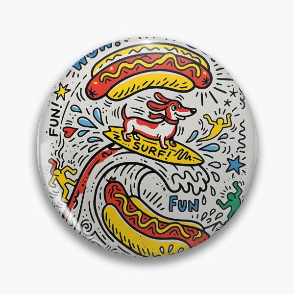 Item preview, Dachshund Surfing Pop Art designed and sold by PictoVibe.