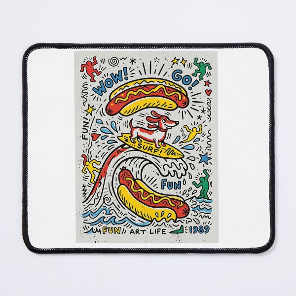 Item preview, Dachshund Surfing Pop Art designed and sold by PictoVibe.