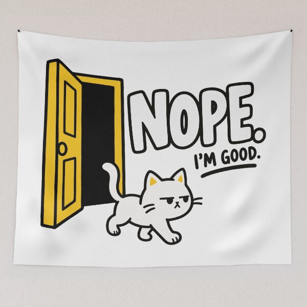 Item preview, Funny Cat "Nope, I'm Good" Open Door designed and sold by MewMade.