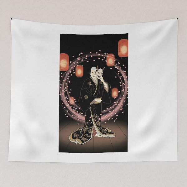 Item preview, Hannya Mask Actor in Cherry Blossom Night designed and sold by TokyoUkiyoHouse.