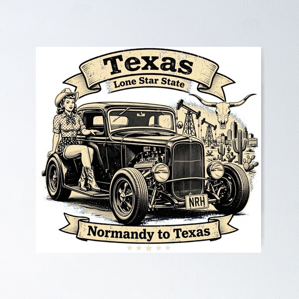 Item preview, Texas Lone Star State T-Shirt - Normandy to Texas designed and sold by Normandy Road Heritage™ - Vintage Garage Art.