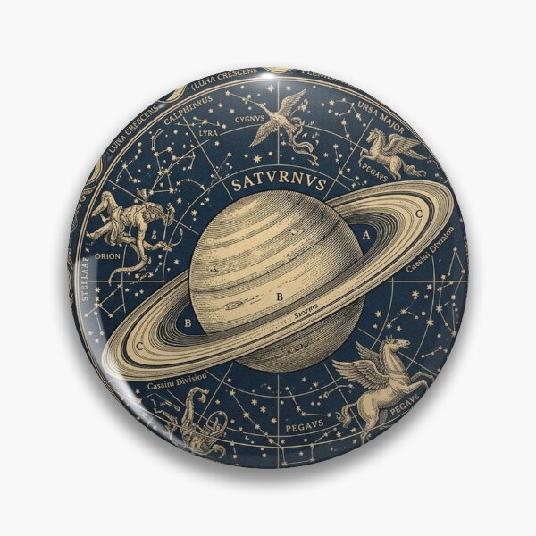Artikelvorschau, Vintage-Lithografie des himmlischen Saturn entworfen und verkauft von sofiz.