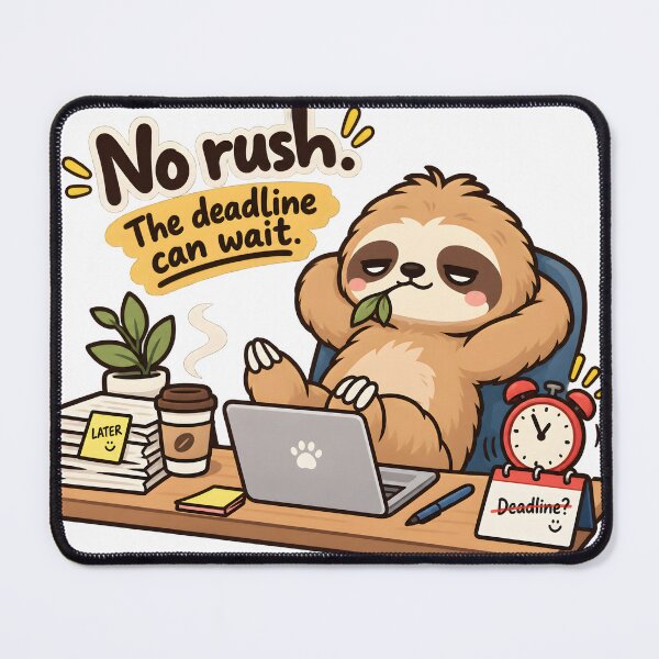 Item preview, No Rush The Deadline Can Wait Funny Sloth Procrastination Office Humor designed and sold by ChubbyGoong.