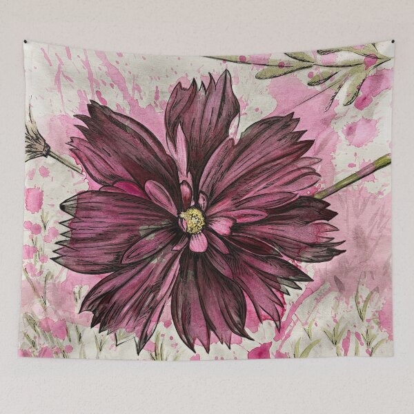 Item preview, Cranberry Double Cosmos Flower designed and sold by Acadianpurls.