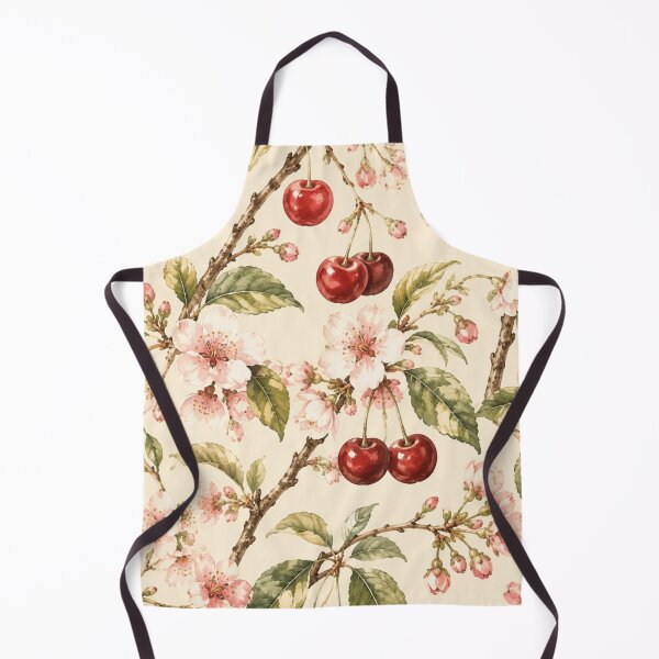Item preview, Vintage Botanical Cherry Fruit and Blossoms Pattern designed and sold by NinaVibeStudio.