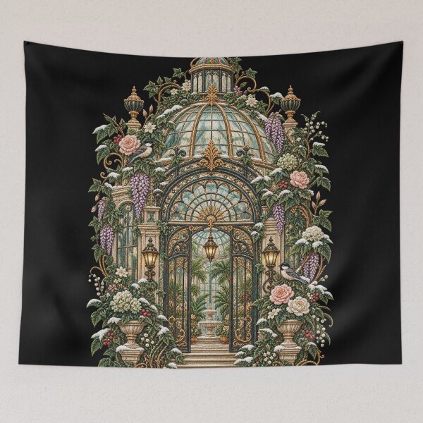 Item preview, Victorian Conservatory – Winter Garden Botanical Greenhouse Art designed and sold by Emoji Emblems.