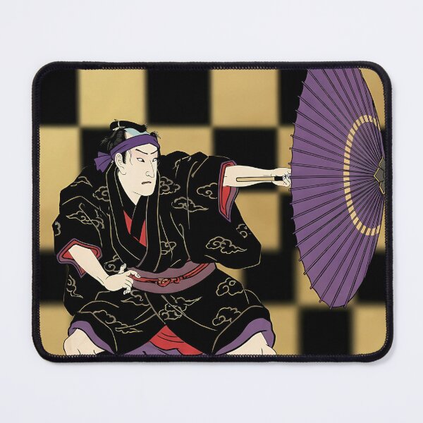 Item preview, Kabuki Actor with Purple Umbrella and Checkered Background designed and sold by TokyoUkiyoHouse.