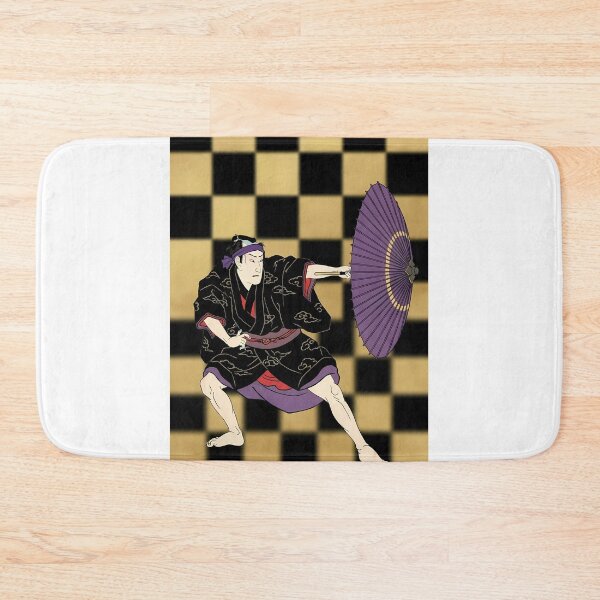 Item preview, Kabuki Actor with Purple Umbrella and Checkered Background designed and sold by TokyoUkiyoHouse.