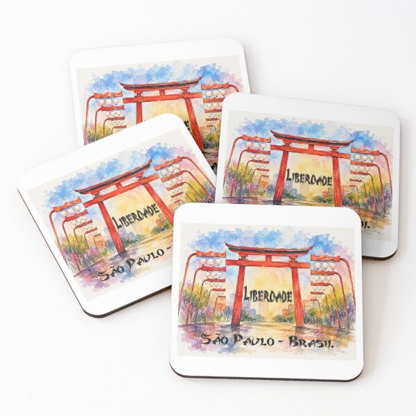 Item preview, Liberdade Sao Paulo – Japanese District Torii  Gate Watercolor designed and sold by Sampa In Focus.